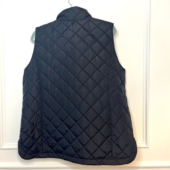 Lands End Quilted Zip Front Vest In Black Size Large NWT - Picture 6 of 9